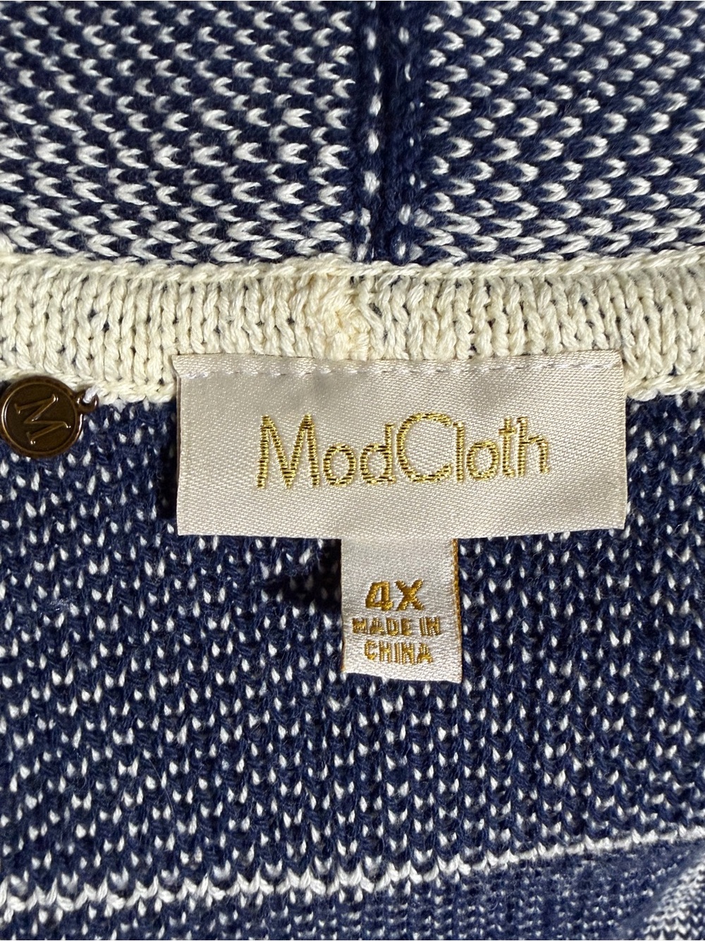ModCloth Simply Snuggly Navy Blue Windowpane Cardigan - Picture 4 of 5